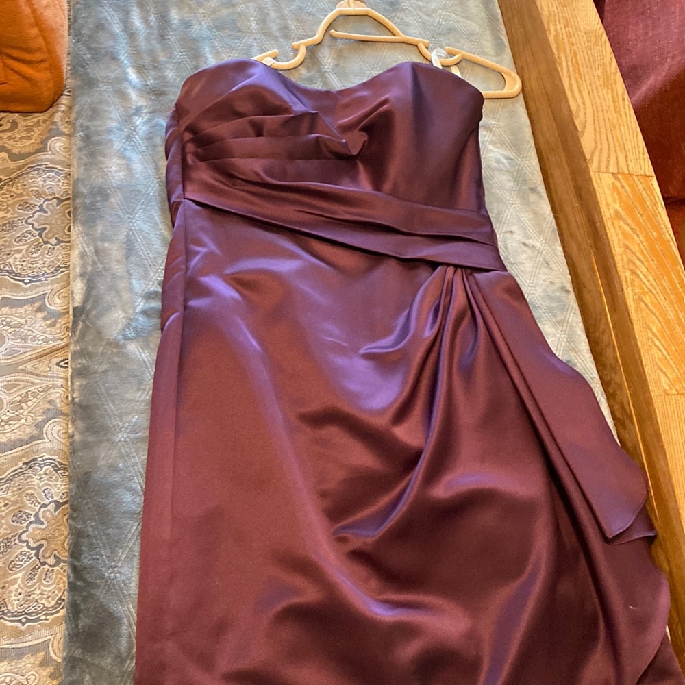 Sophia tolli strapless eggplant purple corset dress.